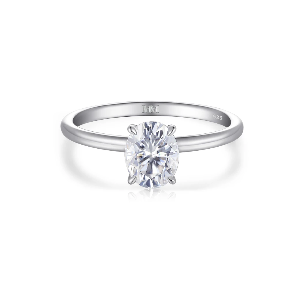 Mystique - Pierścionek Solitaire z Moissanite w Owalnym Szlifie z Hidden Halo | Wedfit